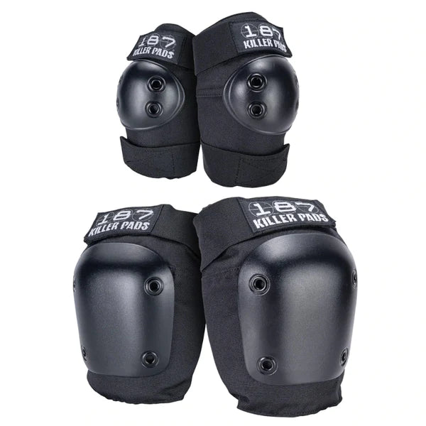 187 Killer Pads - Black - Knee & Elbow Pad Combo Pack (4 piece)