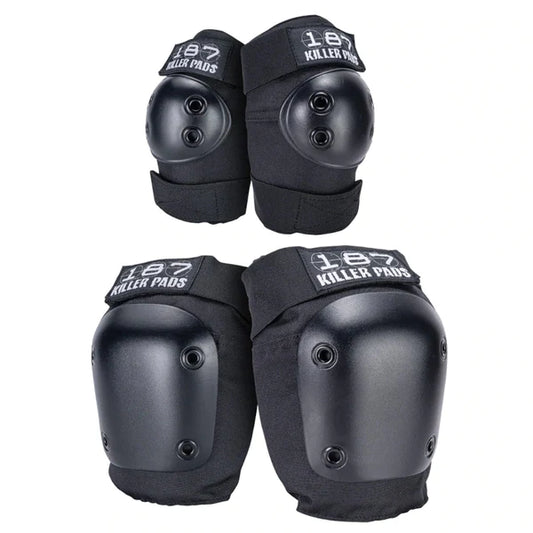 187 Killer Pads - Black - Knee & Elbow Pad Combo Pack (4 piece)