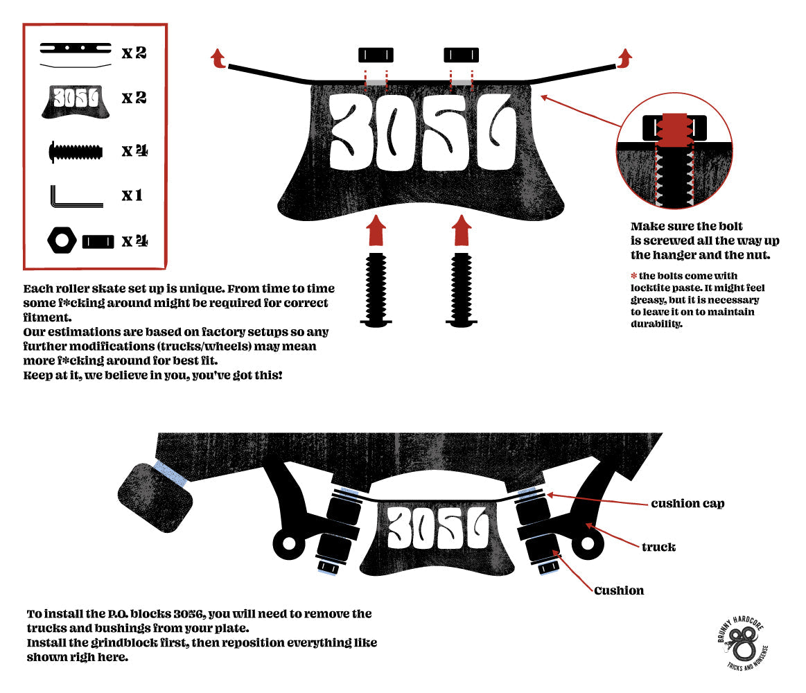 Brunny Hardcore Slide Blocks Red Belly P.O. Blocks 3056 Installation Guide