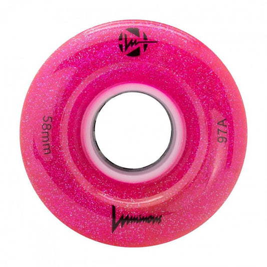 Luminous-Glitter-Pink-97A-Light-Up-Roller-Skate-Glow-Wheels-58mm-4pack