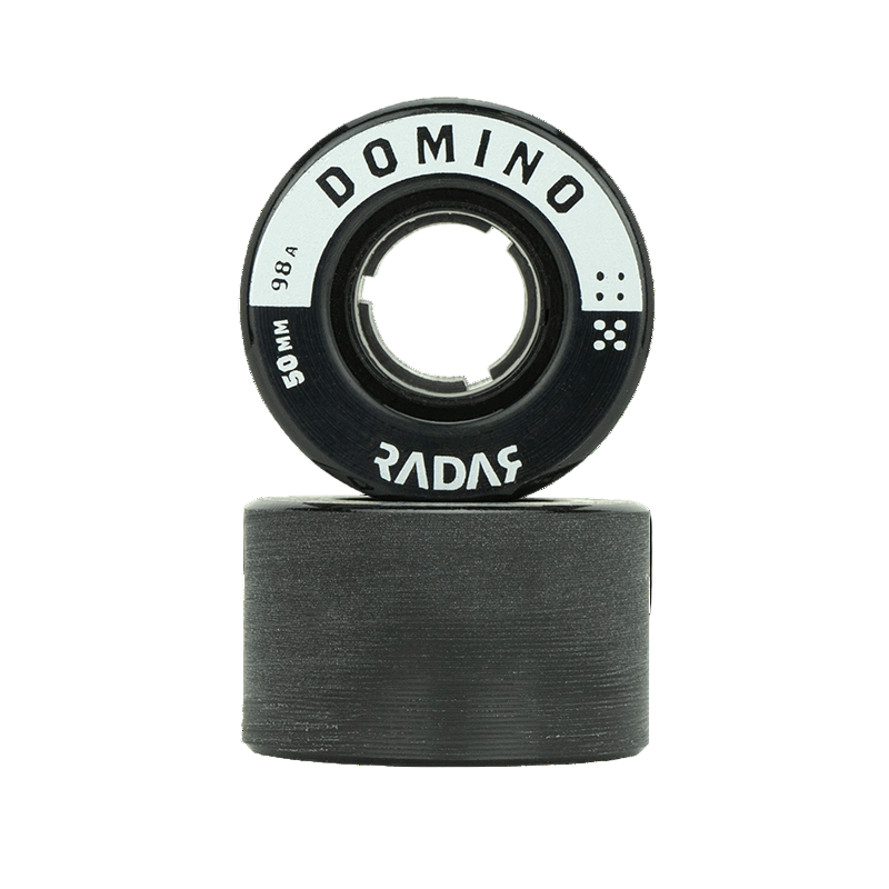 Riedell-Radar-Domino-Wheels-98A-Black-Silver-Roller-Skate-Wheel