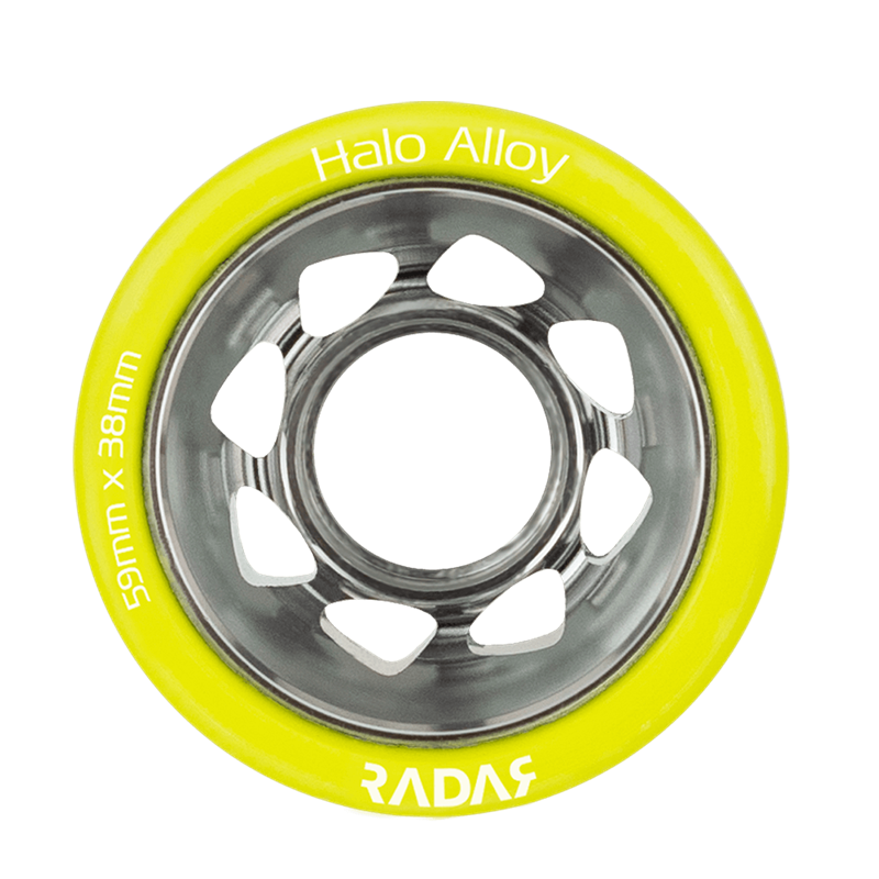 Riedell-Radar-Halo-Alloy-Roller-Skate-Wheel-Yellow-91A