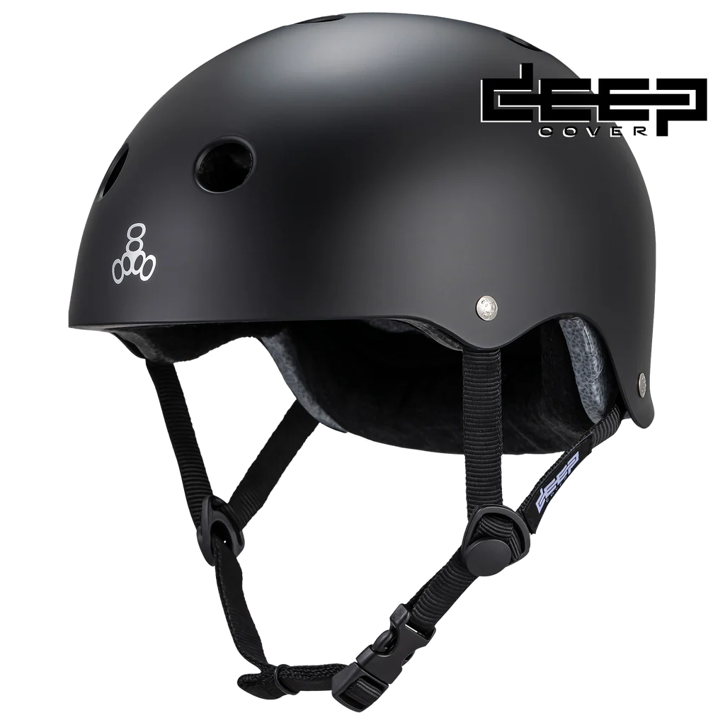 Triple Eight Matte Black Deep Cover Helmet