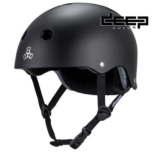 Triple Eight Matte Black Deep Cover Helmet
