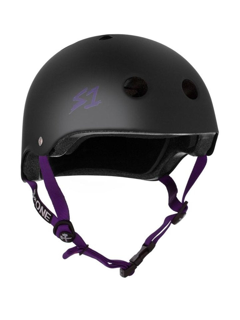 S1 Lifer Helmet - Matte Black w/ Coloured Strap