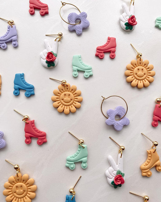 Earrings - Handmade Roller Skate Polymer Clay Earrings (Stud and Dangle)