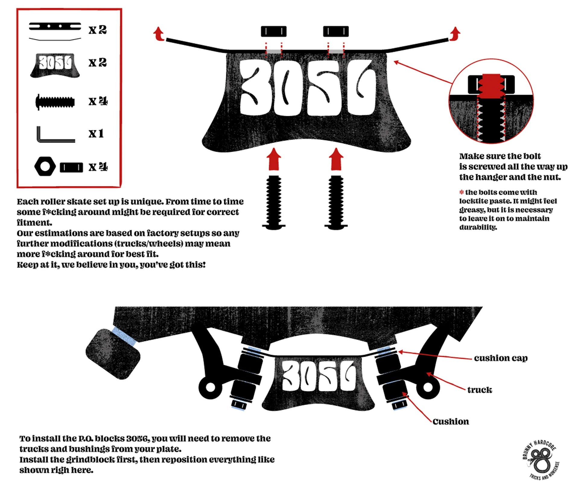 Brunny Hardcore Slide Blocks Blue Viper P.O. Blocks 3056 Installation Guide