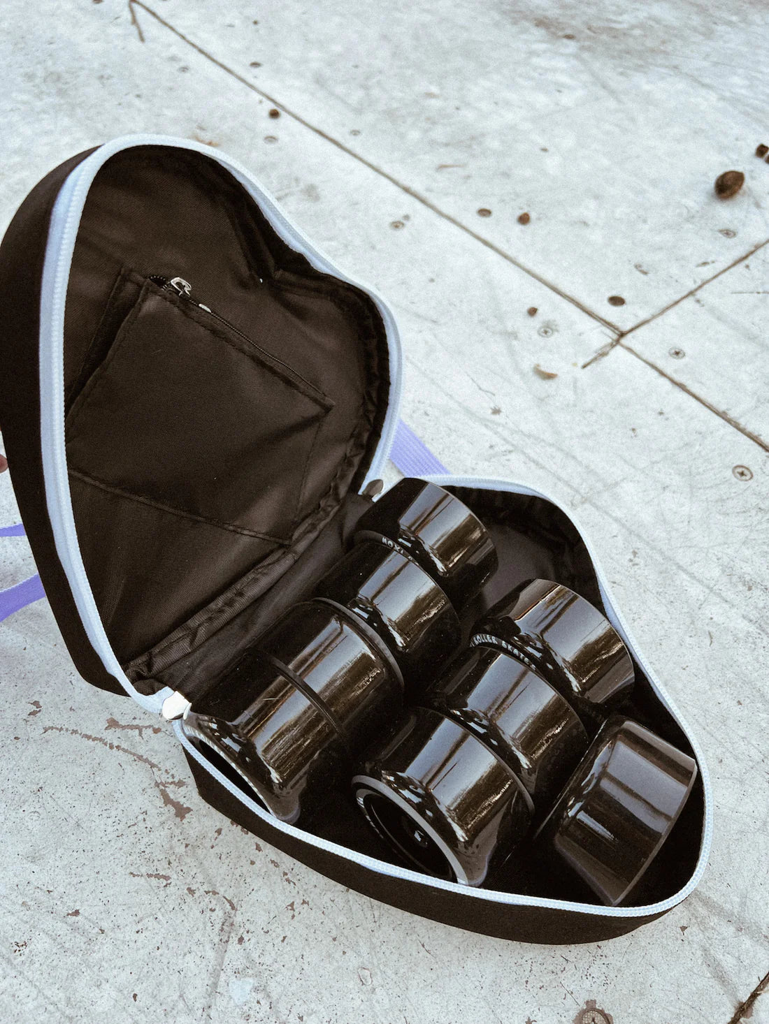 Muse Skate Co. Spotted Roller Skate Wheel Bag Open