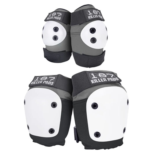 187 Killer Pads Knee Elbow Pad Combo Pack Gray Black