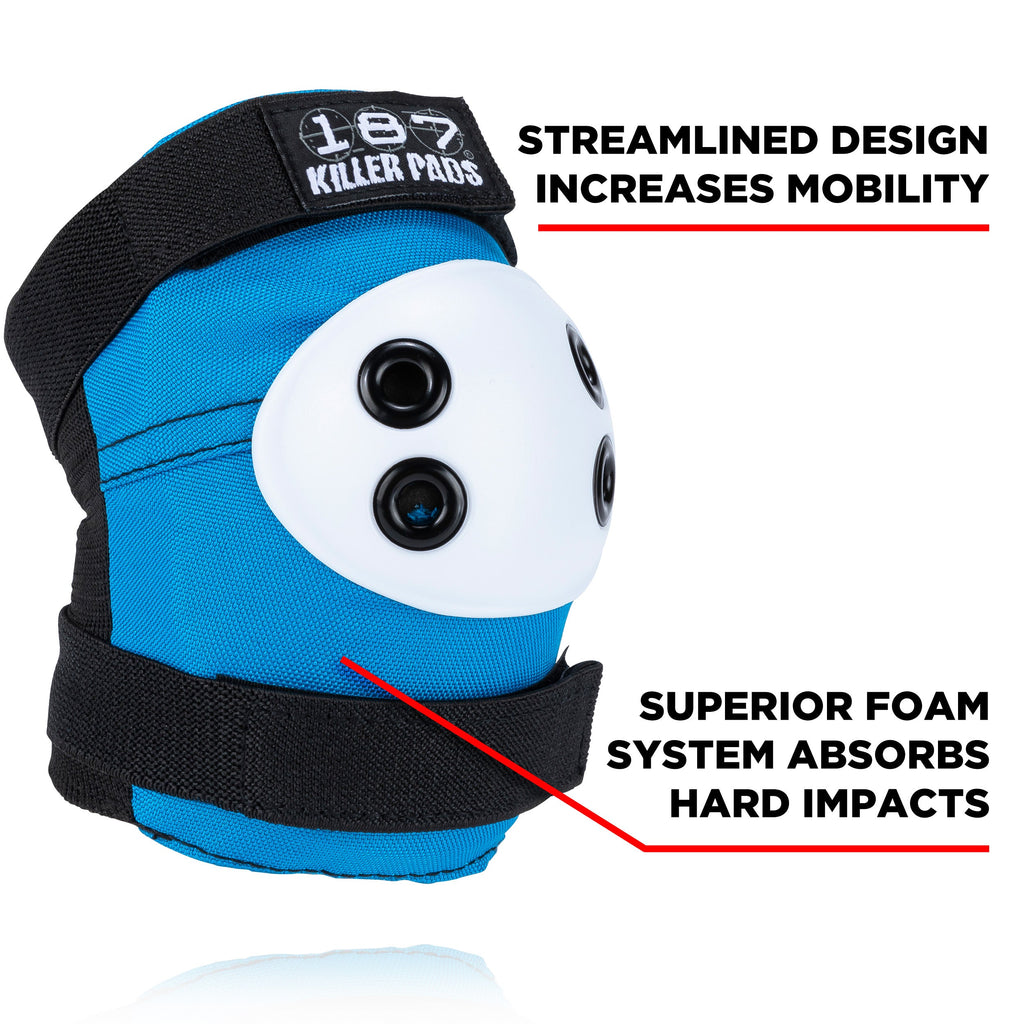 187 Killer Pads Red, White & Blue Knee Elbow Pad Combo Pack 4 piece Foam System
