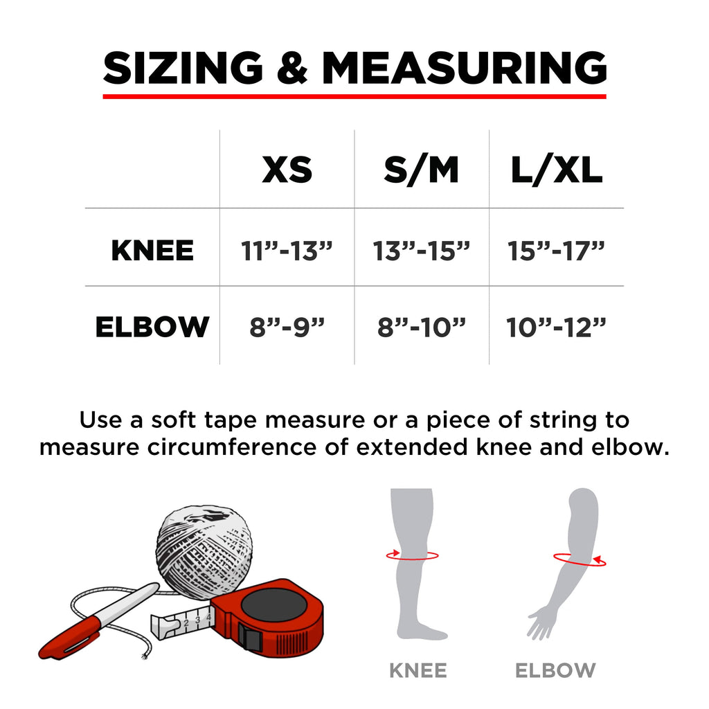 187 Killer Pads Red, White & Blue Knee Elbow Pad Combo Pack 4 piece Sizing and Measuring