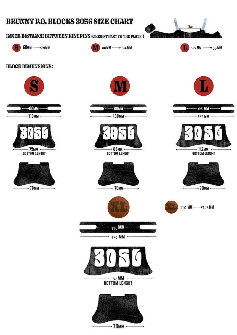 Brunny Hardcore Slide Blocks Red Belly P.O. Blocks 3056 Sizing Chart