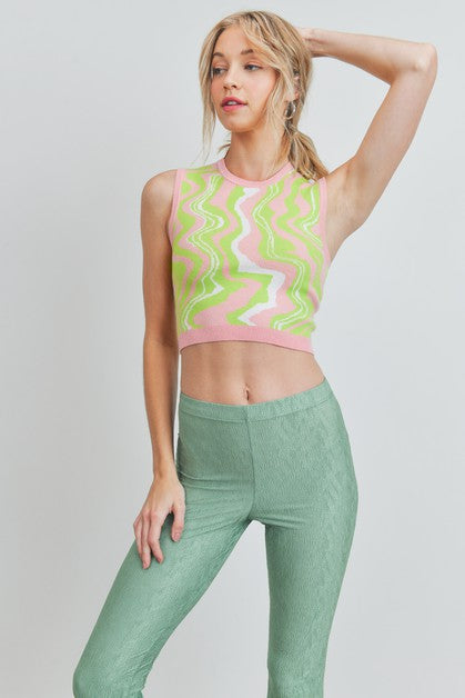 Buttermelon-Pink-Green-Swirl-Printed-Vest-Top