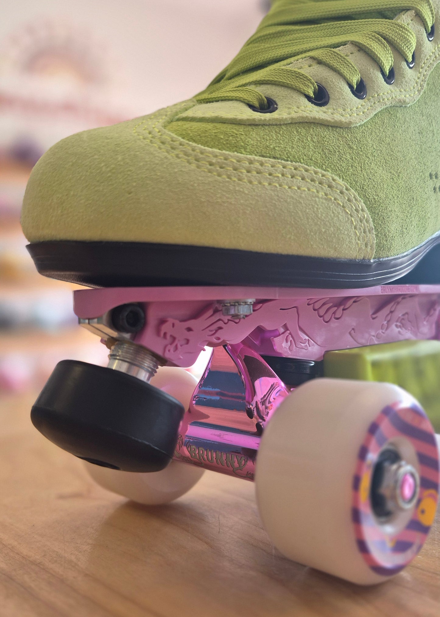 Chuffed-Green-Rib-Pro-Boots-Brunny-Dragon-Plate-Roller-Skates