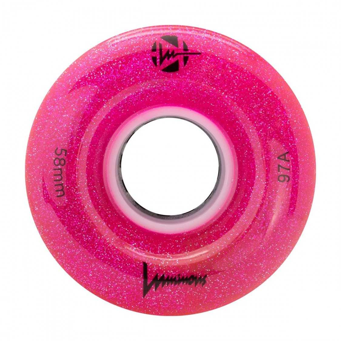 Luminous-Glitter-Pink-97A-Light-Up-Roller-Skate-Glow-Wheels-58mm-4pack