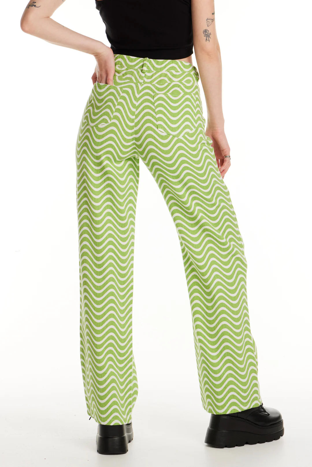 Pretty-Damage-Wavy-Denim-Pants-White-Green