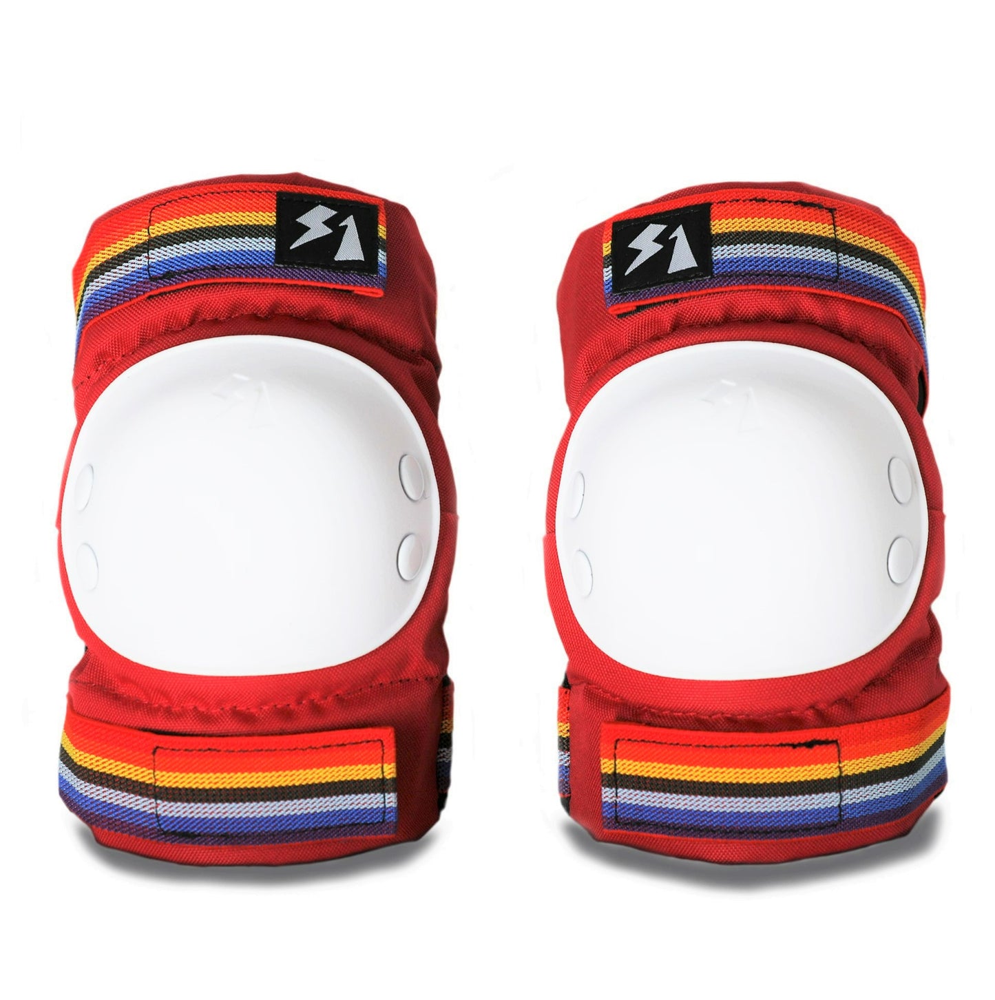 S1 - Park Knee & Elbow Pad Set, Red/Rainbow Retro