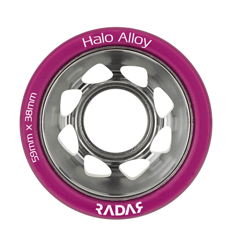 Riedell-Radar-Halo-Alloy-Roller-Skate-Wheel-Fuchsia-Pink-97A