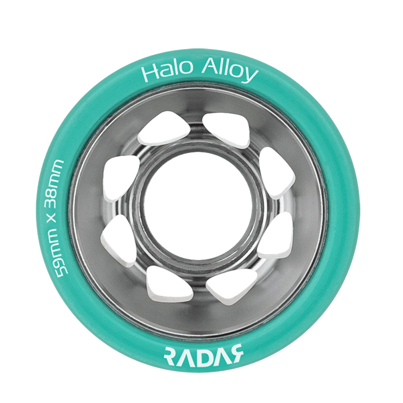 Riedell-Radar-Halo-Alloy-Roller-Skate-Wheel-Teal-95A