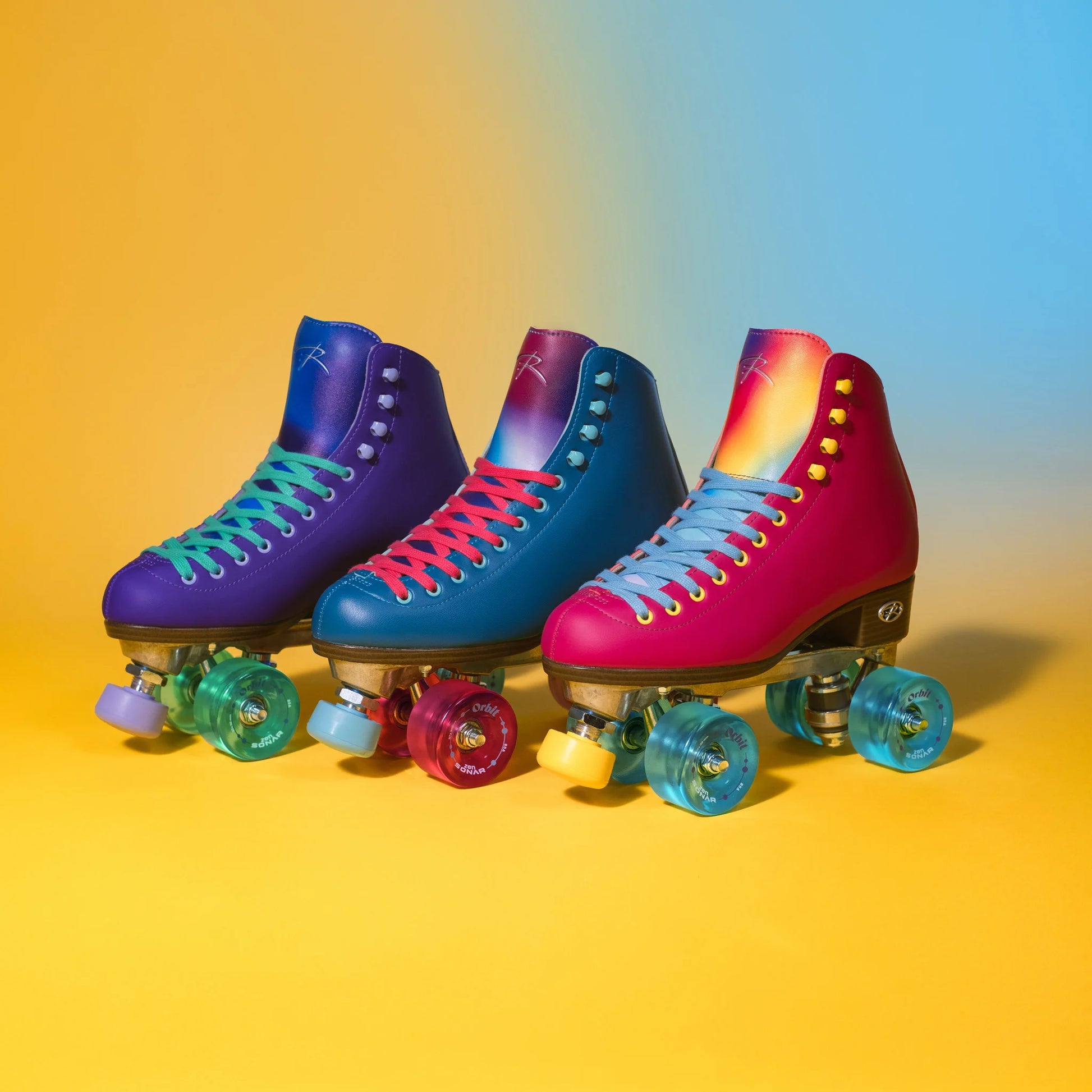 Riedell Orbit Roller Skates Ultraviolet Purple Lagoon Teal Orchid Pink