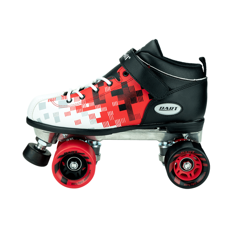 Riedell Skates Dart Pixel Black Red Roller Skates Outside