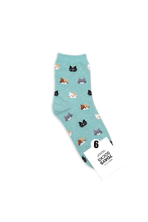 Roller Skate Socks Teal Cats