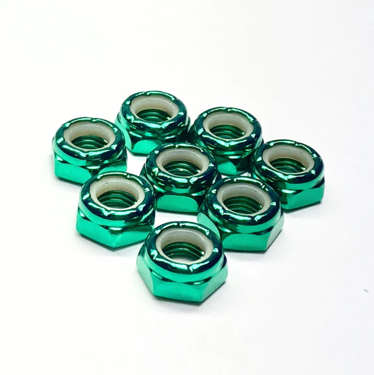 Rollerstuff-Bling-Tings-Coloured-8mm-Roller-Skate-Axle-Nuts-Green