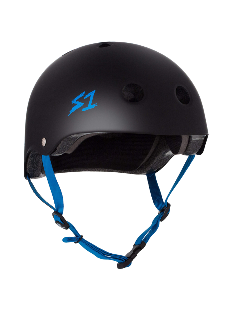 S1-Lifer-Roller-Skate-Helmet-Matte-Black-Cyan-Blue-Strap
