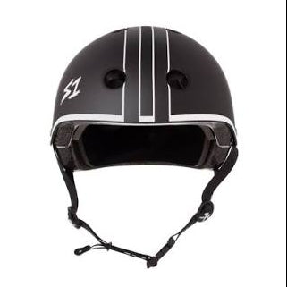 S1-Lifer-Roller-Skate-Skateboard-Helmet-Black-white-outline-GAVO-Collab-Gavin-Bottger-Front-View