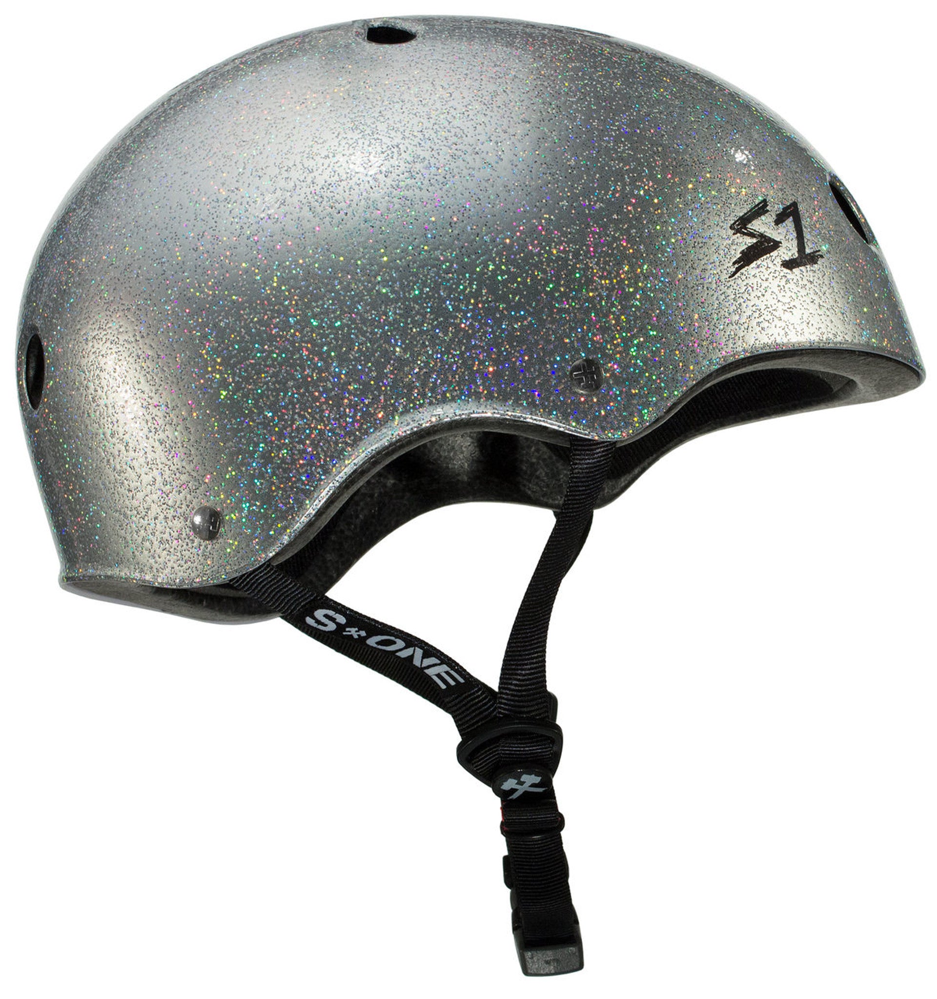 S1-Lifer-Skate-Helmet-Silver-Gloss-Glitter-Side