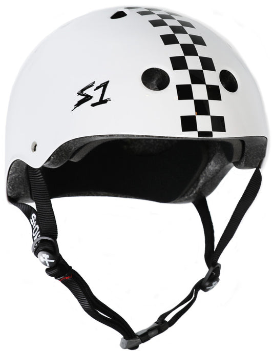 S1 Lifer Helmet – White Gloss w/ Checkers