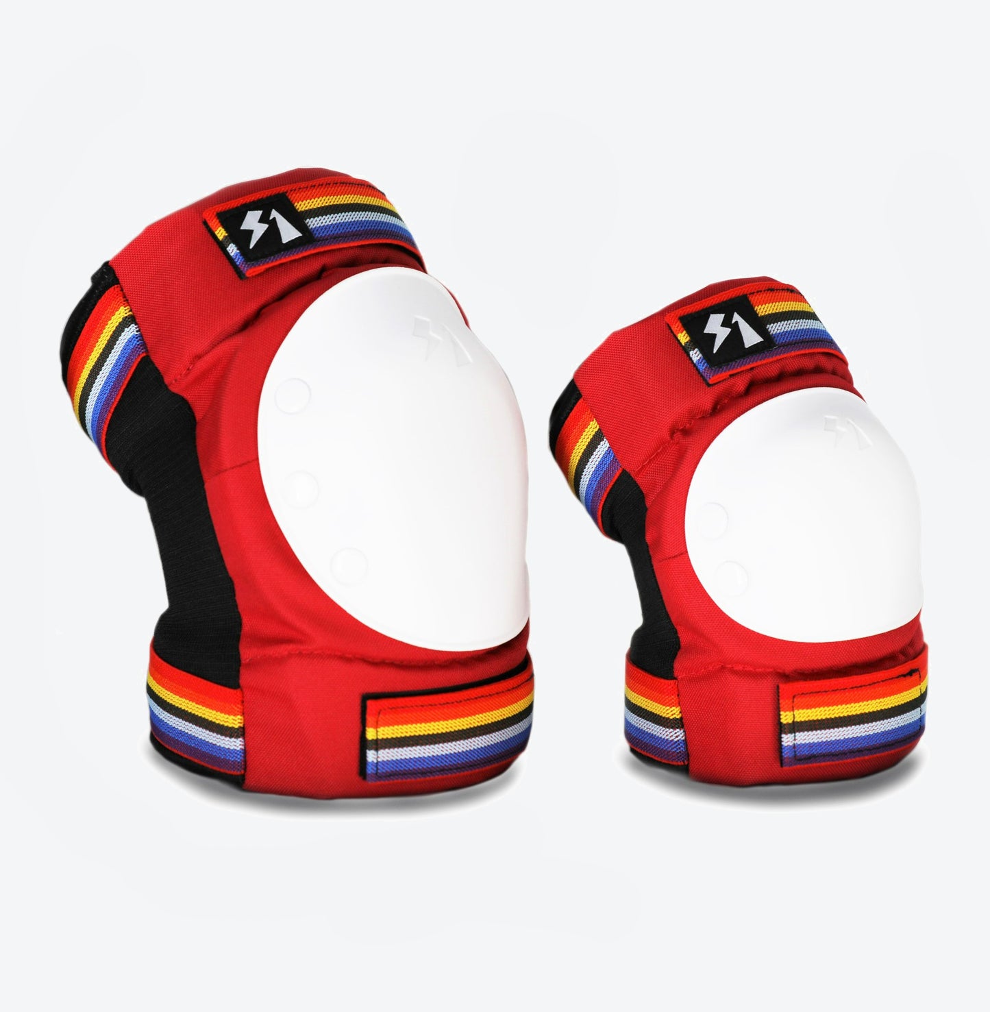 S1 - Park Knee & Elbow Pad Set, Red/Rainbow Retro