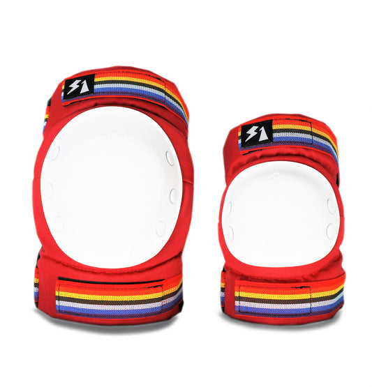 S1 - Park Knee & Elbow Pad Set, Red/Rainbow Retro