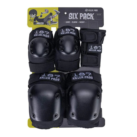 Black 6 pack, 187 Killer Pads, Knee Pads, Elbow Pads & Wrist Guards